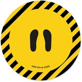 Corona vloersticker rond (20x20cm) “HIER STA IK GOED” 25 stuks