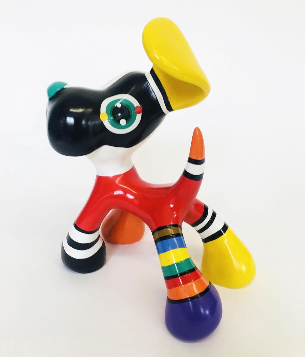 Jacky Zegers Beeld Hond Stanley-Kleurrijke, Vrolijke Kunst–Uniek en Origineel Cadeau– in Kleurrijke Geschenkdoos -JZ01-28 cm