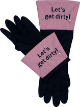 Huishoudhandschoen zwart-roze - let's get dirty - medium - luxe gloves latex