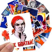 Mix van 25 Russische USSR Sovjet Space Race propaganda stickers voor op je skateboard, laptop, telefoon, deur, muur of koelkast.