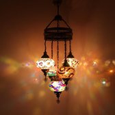 Turkse Lamp -  Hanglamp - Mozaïek Lamp - Marokkaanse Lamp - Oosters Lamp - Authentiek - Handgemaakt- Kroonluchter- Multi Kleur  - 5 bollen