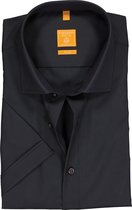 Redmond modern fit overhemd - korte mouw - antraciet grijs - Strijkvriendelijk - Boordmaat: 37/38