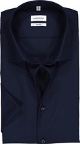 Seidensticker shaped fit overhemd - korte mouw - donkerblauw - Strijkvrij - Boordmaat: 46