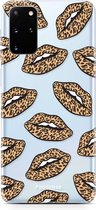 Fooncase Hoesje Geschikt voor Samsung Galaxy S20 Plus - Shockproof Case - Back Cover / Soft Case - Rebell Leopard Lips (leopard lippen)