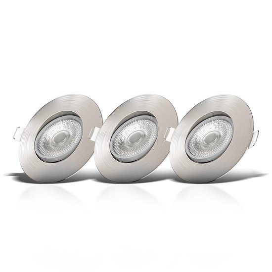 B.K.Licht - LED Inbouwspots - 3 stuks - voor binnen - spotjes inbouw  - kantelbaar - IP23 - Ø9cm - 3.000K - 460Lm - 5W