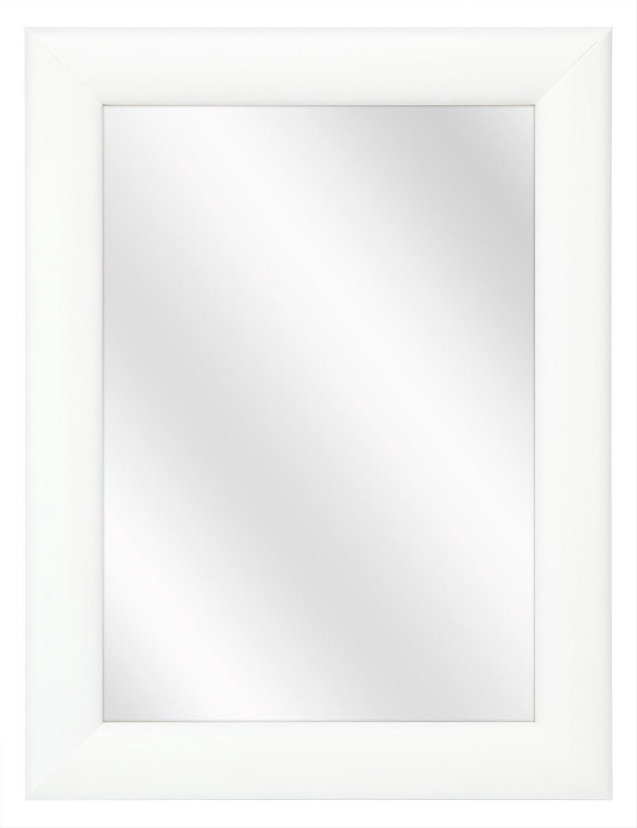 Spiegel met Ronde Houten Lijst - Wit - 30x40 cm