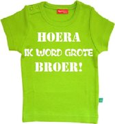 Drukkies T-shirt korte mouw T-shirt korte mouw | Hoera ik word grote broer! | lime groen | Jongens T-shirt Maat 98/104