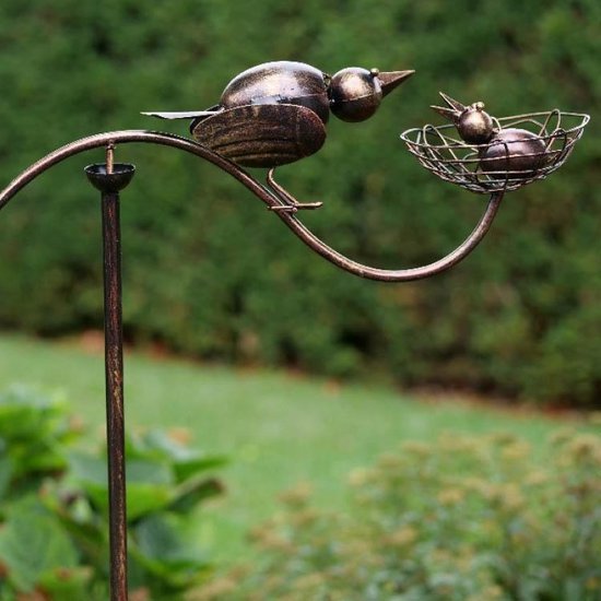 Kikker Verstikkend kam Tuinsteker vogels metalen balans tuinsteker vogel met vogelnest | bol.com