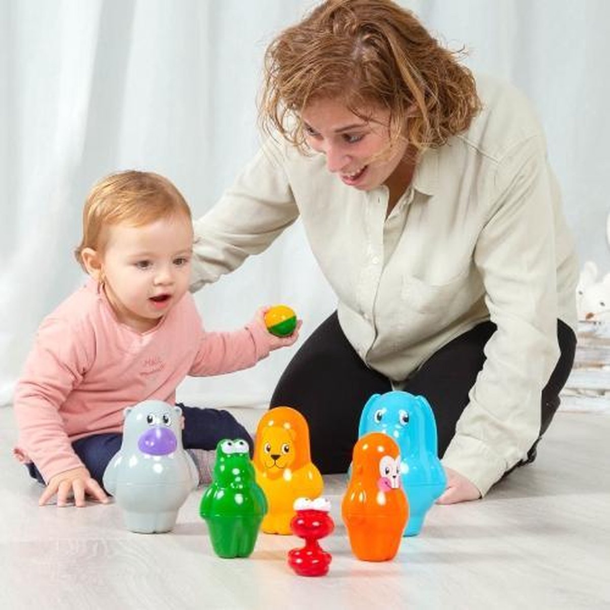 Jeu De Bowling Animaux De La Forêt Egmont – 6 Quilles En Coton (renard, Ours, Lapin) + 1 Balle, Jeu Silencieux Et Sûr, Dès 0 An