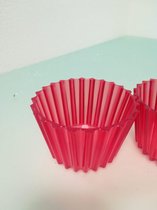 drinkbeker - 3 stuks - met ribbels - rood