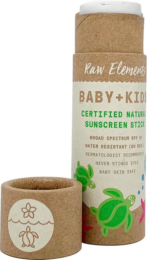 Raw Elements Natuurlijke Zonbescherming baby + kids SPF 30 - zero waste stick
