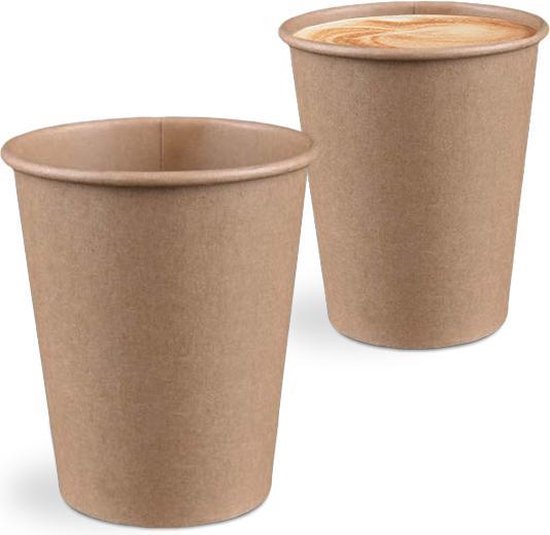 regionaal eerste sticker Kartonnen koffiebekers 240 ml voor cappuccino - zonder deksel - 100 stuks -  Bruin | bol.com