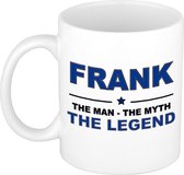 Naam cadeau Frank - The man, The myth the legend koffie mok / beker 300 ml - naam/namen mokken - Cadeau voor o.a  verjaardag/ vaderdag/ pensioen/ geslaagd/ bedankt