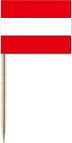 150x Cocktailprikkers Oostenrijk 8 cm vlaggetje landen decoratie - Houten spiesjes met papieren vlaggetje - Wegwerp prikkertjes