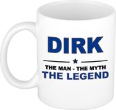 Naam cadeau Dirk - The man, The myth the legend koffie mok / beker 300 ml - naam/namen mokken - Cadeau voor o.a  verjaardag/ vaderdag/ pensioen/ geslaagd/ bedankt