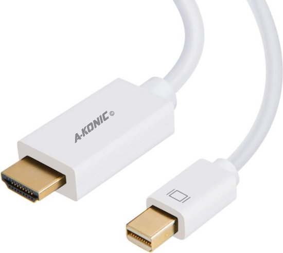 A-Konic Mini DisplayPort Naar HDMI Kabel - 1.8 Meter - Wit - 