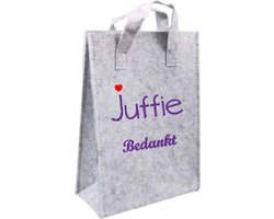 kleine vilten tas voor juf (23x10x33cm) Juf cadeautje
