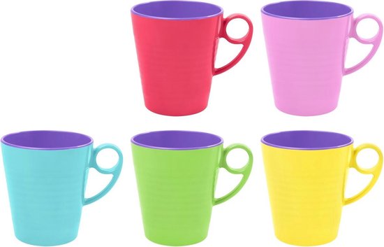 GINGER Pastel Colours mugs - 5 melamine mokken | bol.com