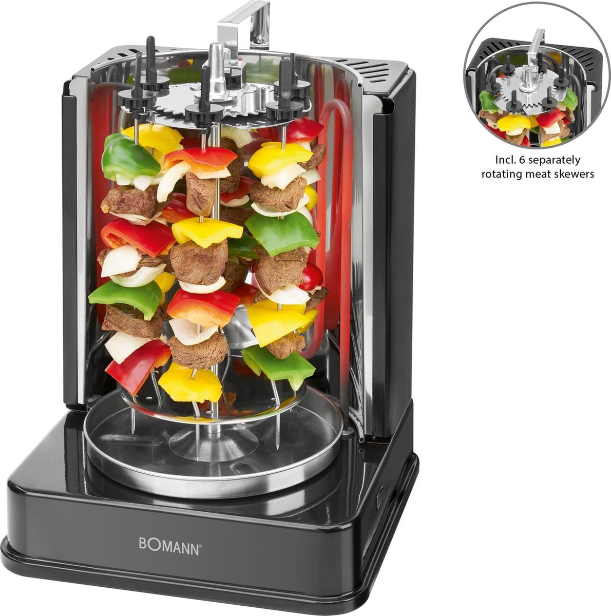 Bomann DVG 3006 CB Multigrill, Shoarmagrill, Kebab grill, kippengrill