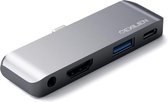Exilien USB-C Hub - 4 in 1 - USB 3.0, 3,5mm AUX, HDMI en USB-C - Grijs