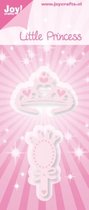 6002/0353 Snijmal Joycrafts Noor! design - Little princess kroon spiegel - kleine prinses tiara en spiegeltje Joy