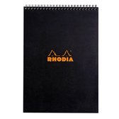 Bloc-notes Rhodia Classic A4 - Imprimé à carreaux et couverture noire