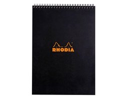 Rhodia Classic notitieblok A4 – Ruitjes bedrukt & zwarte kaft