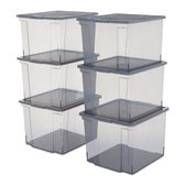 IRIS Useful Storage Box Opbergbox - 30L - Kunststof - Grijs - Set van 6