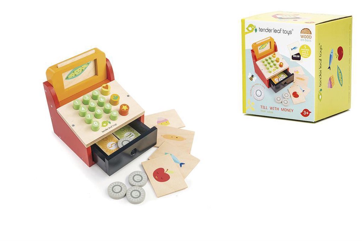 Houten kassa met geld | Tender Leaf Toys