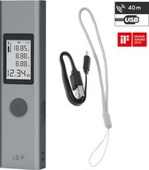 M-Iconic Laser afstandsmeter LS-P - Digitale afstandsmeter - Laser meter - Digitaal meetapparaat - Meet lengte, hoeken, maximum en minimum, oppervlakte en volume - iF DESIGN AWARD Winnaar 2019 - Inclusief batterij - USB oplaadbaar - 40 meter bereik