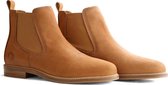 Travelin Paris - Nubuck Leren Chelsea Boots - Dames - Cognac - Maat 36