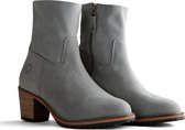 Travelin Bordeaux Nubuck - Dames enkellaars met hak - Grijs - Nubuck leer - Maat 42
