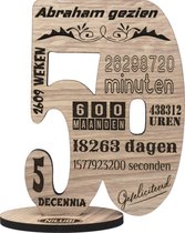 ABRAHAM GEZIEN - houten verjaardagskaart - kaart van hout - wenskaart om iemand te feliciteren met een verjaardag - 50 MAN