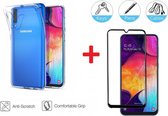 2-In-1 Screenprotector Bescherming Protector Set Geschikt Voor Samsung Galaxy A50 - Full Cover 3D Edge Tempered Glass Screen Protector Met Siliconen Back Cover Case - Transparant