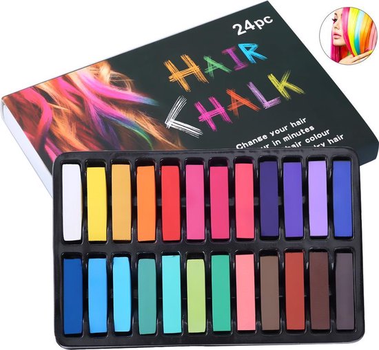 Hair Chalk set van 24 Tijdelijke Haarkleuring met Krijt