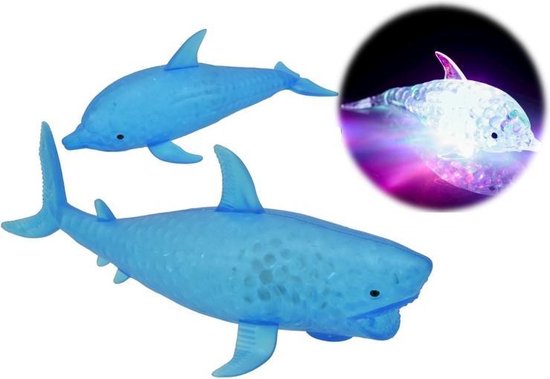 Balle anti-stress Dolphin Shark - Balle à Orbeez avec Orbeez - 10 cm