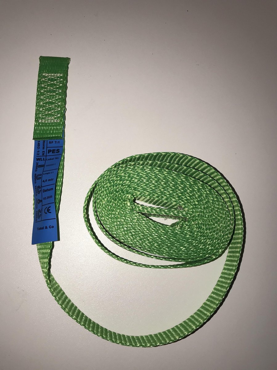 Takel en Co Hijsbanden groen set 200 kg gecertificeerd