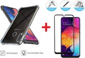 2-In-1 Screenprotector Bescherming Protector Set Geschikt Voor Samsung Galaxy A20e - Full Cover 3D Edge Tempered Glass Screen Protector Met Siliconen Back Cover Case - Transparant