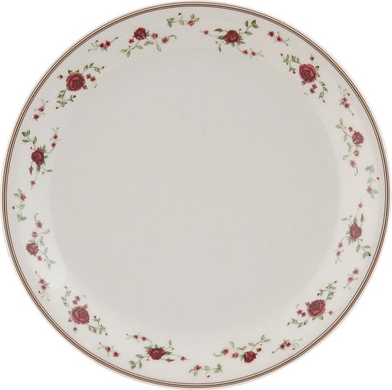 Clayre & Eef Ontbijtbord Ø 20 cm Beige Keramiek Bloemen