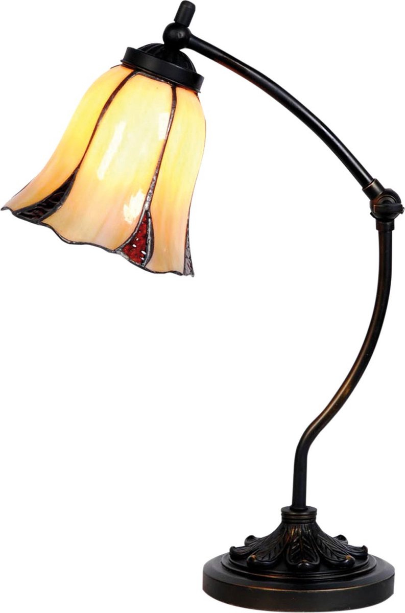 Lumilamp Tiffany Tafellamp Ø 15x46 cm Beige Bruin Glas