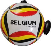 Techniekbal maat 2 - mini trainingsbal met koord en handgreep - mini bal voor thuis - Skill ball - Kleur rood-wit