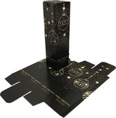 Presentdoosje Wijndoos "Merry Christmas" goud/zwart: 8 x 8 x 30cm (10 stuks)