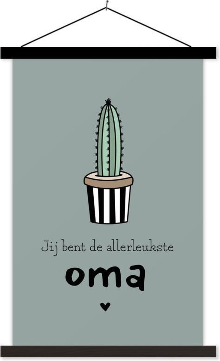 Leuk Moederdag cadeau voor oma met quote Jij bent de allerleukste oma – grijs textielposter schoolplaat 60x90 cm - Foto print op textielposter (wanddecoratie woonkamer/slaapkamer)