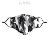 Fashion Modieuze 100% katoen Mondkapje - Legerprint Zwart/wit niet medisch OV Mondkapjes - Verstelbare en Wasbare Facemask - Herbruikbaar