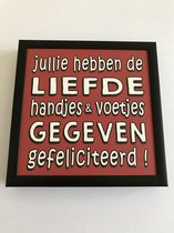 Fotolijst met tekst –Jullie hebben de liefde handjes & voetjes gegeven gefeliciteerd! - 13 x 13 cm