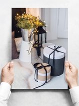 Wandbord: Geschenkverpakkingen met sfeerlampjes - 30 x 42 cm