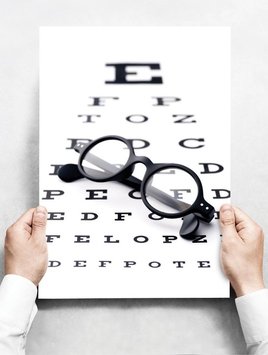 Wandbord: Leestest met leesbril - 30 x 42 cm | bol.com
