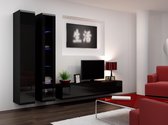 Maxima House - VIGO 4 Zwevend TV Meubel - TV Meubel Hoogglans Zwart - TV Kast Meubel - TV Meubel Set - Modern Design - 180x260x40 cm - Inclusief LED - Modern Design