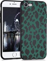 iMoshion Hoesje Geschikt voor iPhone SE (2022) / SE (2020) / 8 / 7 Hoesje Siliconen - iMoshion Design hoesje - Zwart / Meerkleurig / Groen / Green Leopard