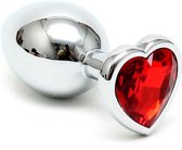 Rimba Bondage Play Butt plug SMALL met kristal in hartvorm - rood